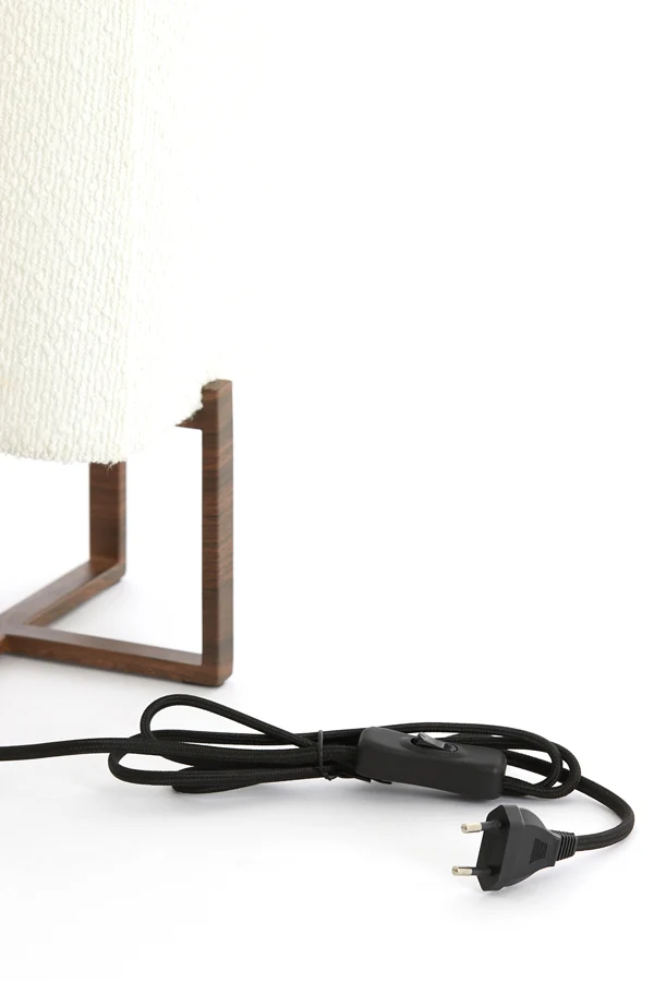 Table lamp 21,5x21,5x50,5 cm WYN wood prnt d brn+boucl cream