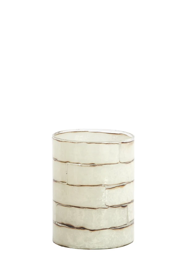 Tealight 10x13 cm DRONERI glass clear+cream