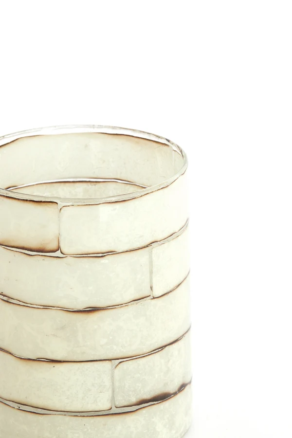 Tealight 10x13 cm DRONERI glass clear+cream