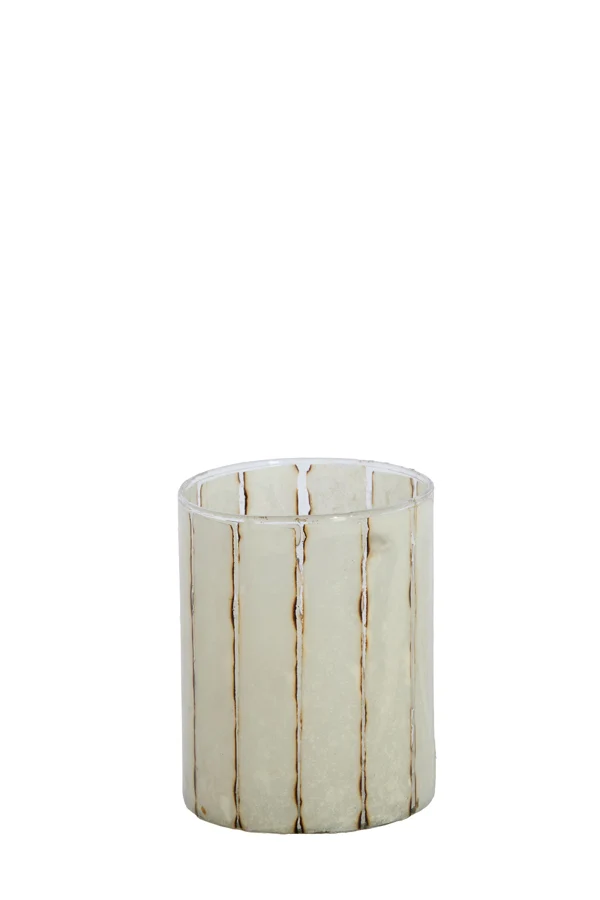 Tealight 10x13 cm DRINO glass clear+white