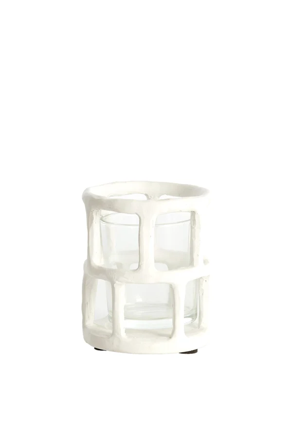 Tealight 10x12 cm ALIMOS white+glass