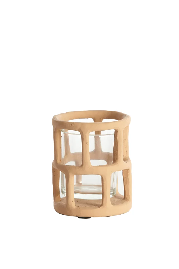 Tealight 10x12 cm ALIMOS light terra+glass