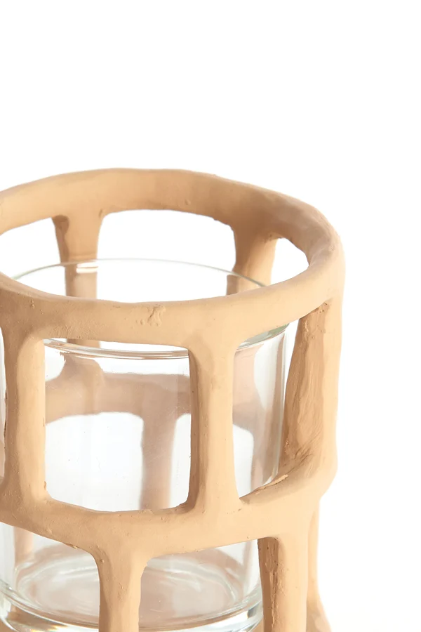 Tealight 10x12 cm ALIMOS light terra+glass