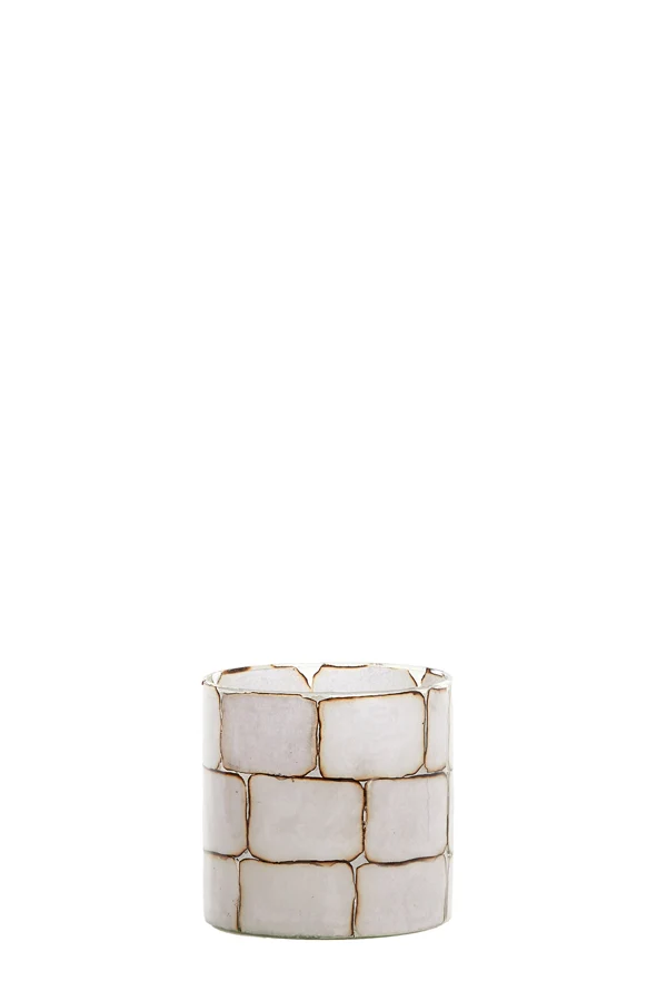 Tealight 10x11 cm DRONERO glass clear+white