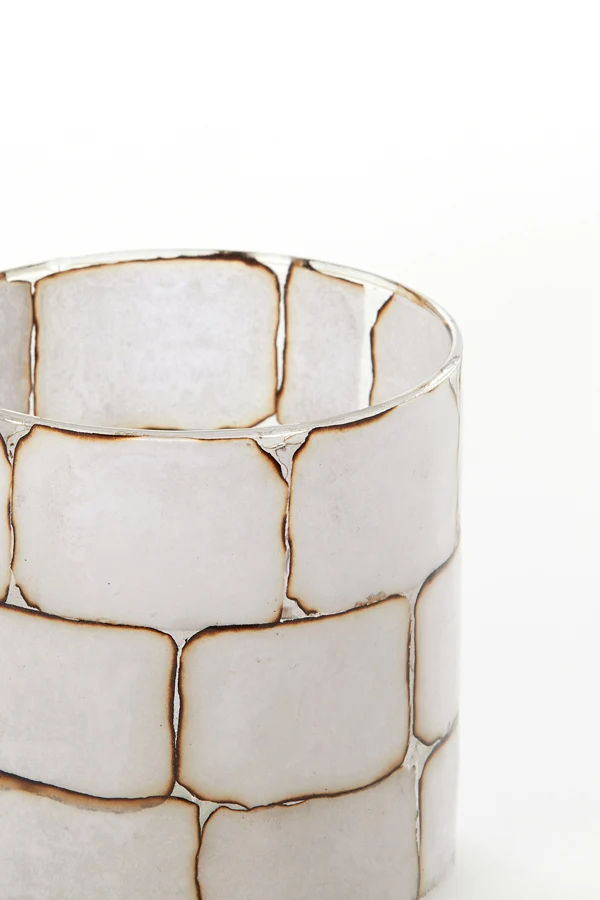 Tealight 10x11 cm DRONERO glass clear+white