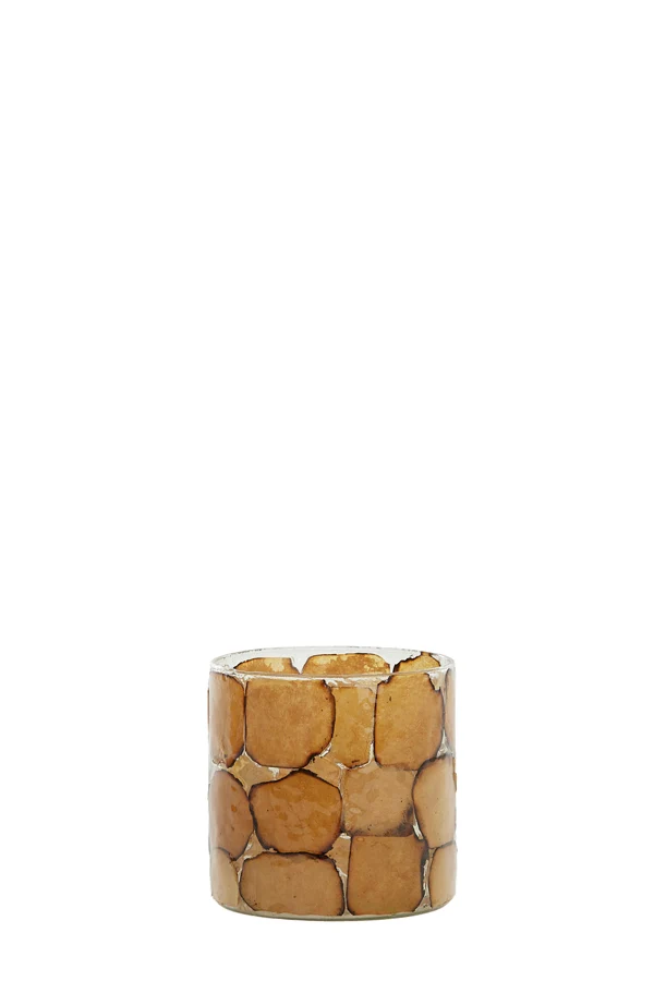 Tealight 10x11 cm DRONERO glass clear+brown