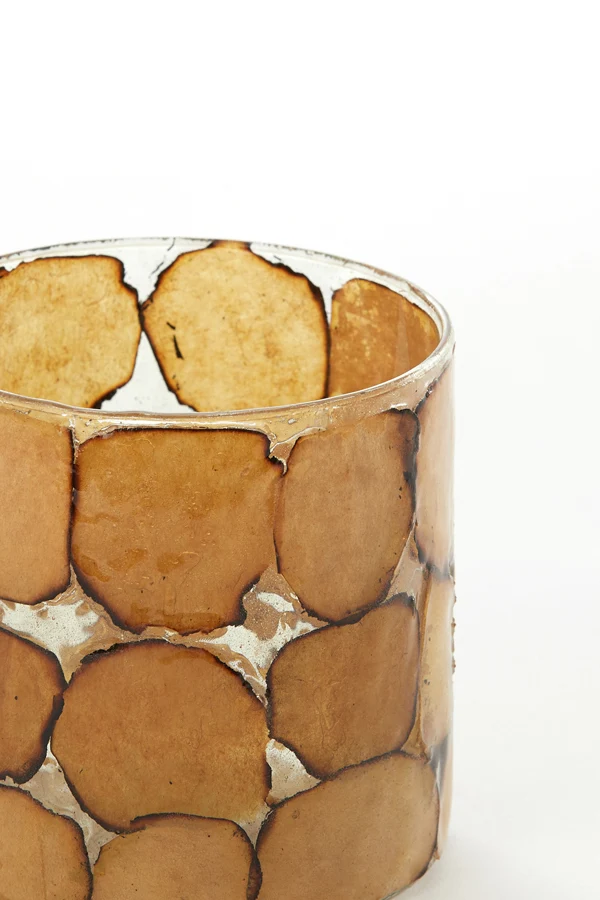 Tealight 10x11 cm DRONERO glass clear+brown
