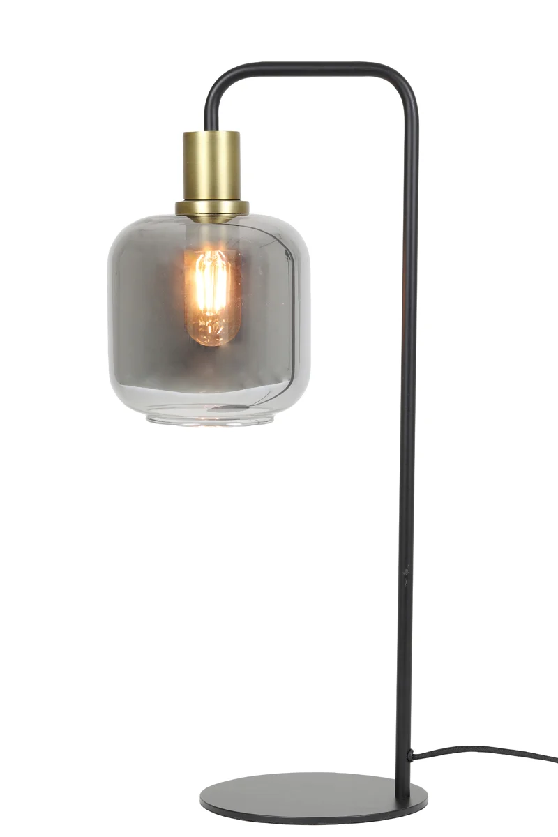 Table lamp 27x18x58 cm LEKAR antique bronze+smoked glass