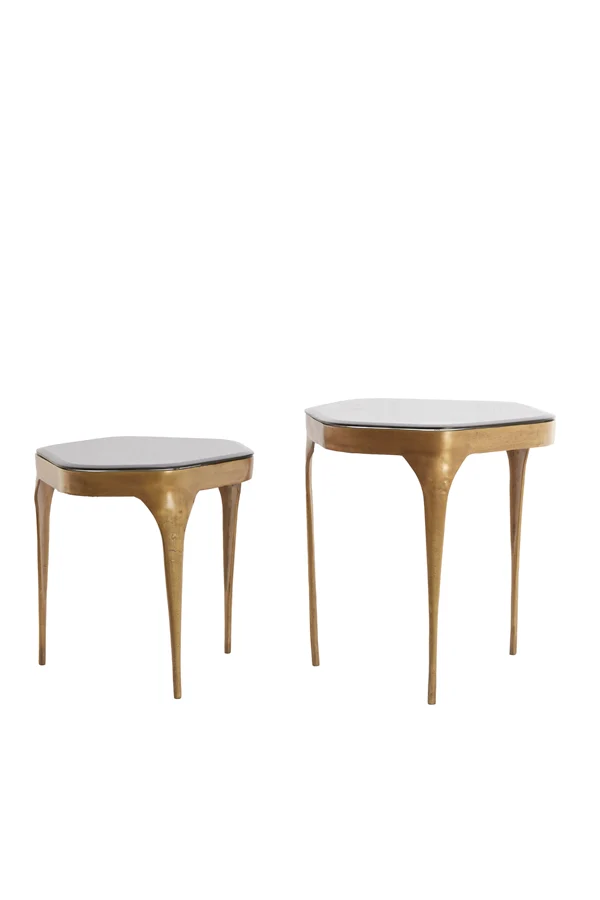 Side table S/2 max 50x45,5x50 cm AVI glass smoke+ant bronze