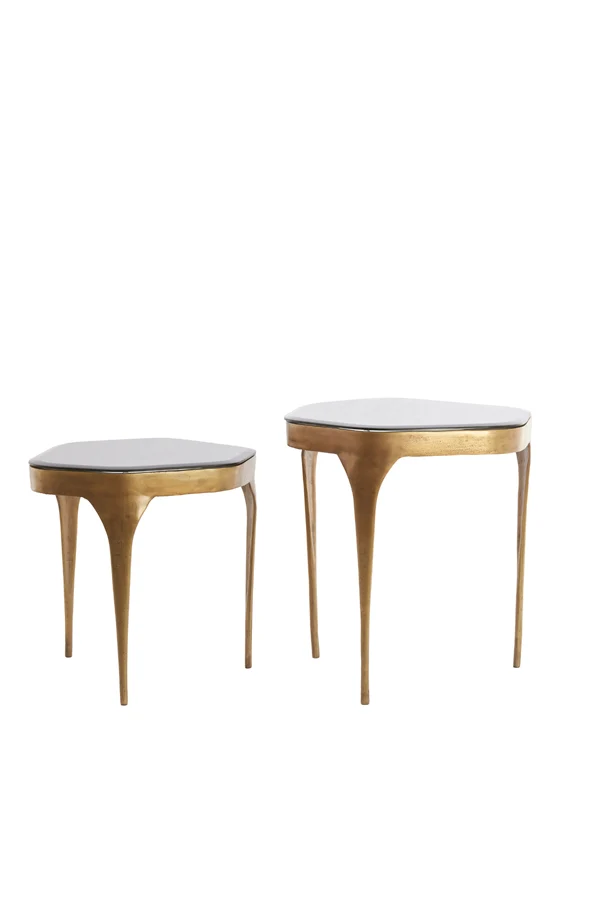 Side table S/2 max 50x45,5x50 cm AVI glass smoke+ant bronze