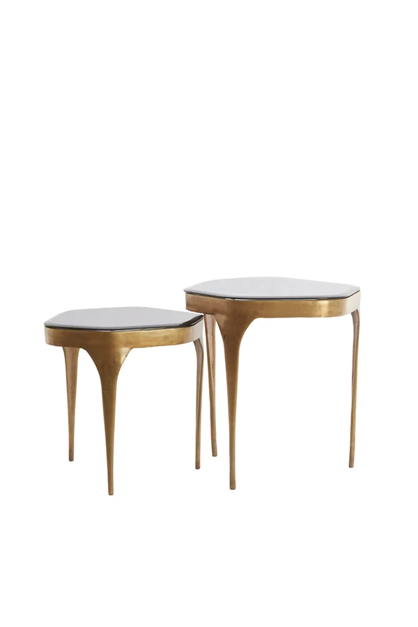 Side table S/2 max 50x45,5x50 cm AVI glass smoke+ant bronze