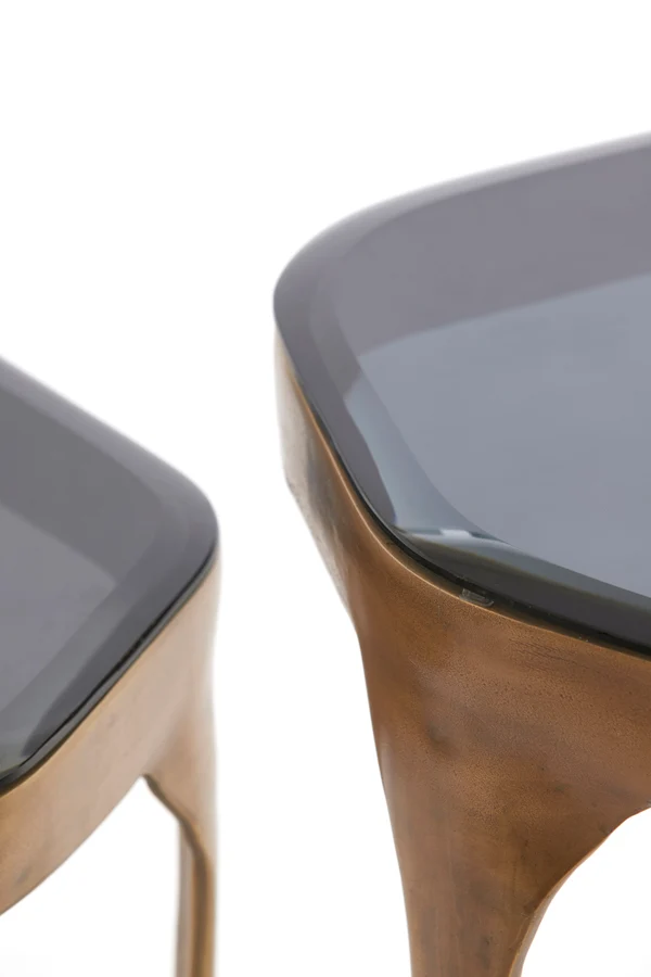 Side table S/2 max 50x45,5x50 cm AVI glass smoke+ant bronze
