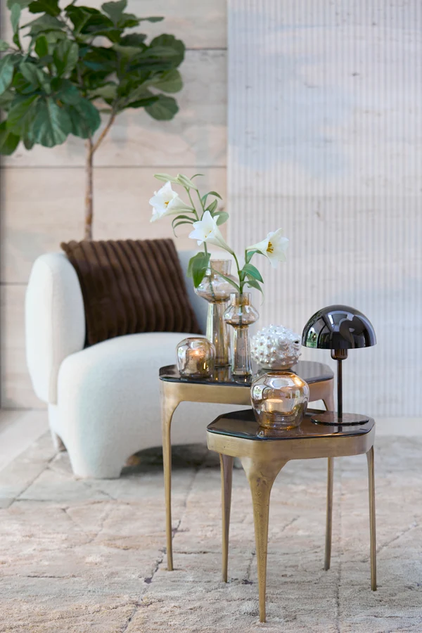 Side table S/2 max 50x45,5x50 cm AVI glass smoke+ant bronze