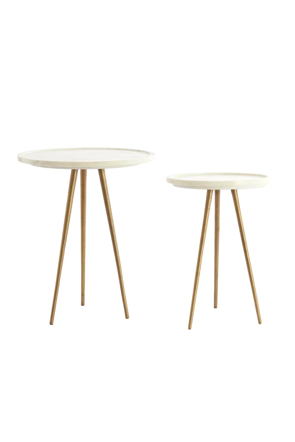 Side table S/2 max 43x53 cm PRATO marble white+ant bronze