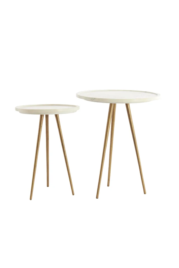 Side table S/2 max 43x53 cm PRATO marble white+ant bronze