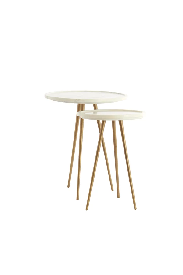 Side table S/2 max 43x53 cm PRATO marble white+ant bronze