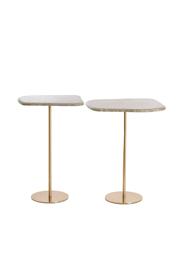 Side table S/2 max 37,5x37,5x59,5 cm GIA trav brown+bronze