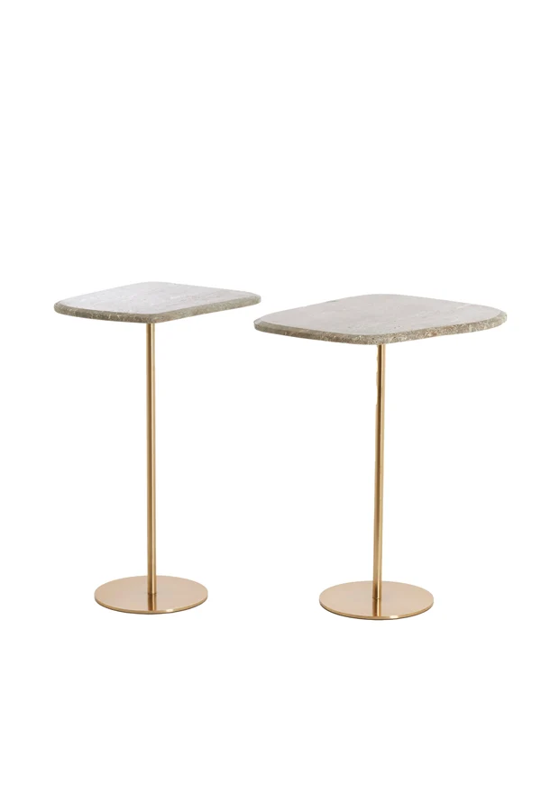 Side table S/2 max 37,5x37,5x59,5 cm GIA trav brown+bronze