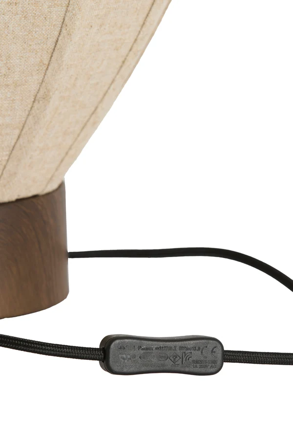 Table lamp 35x36 cm KYZO wood print d brown+linen nat.