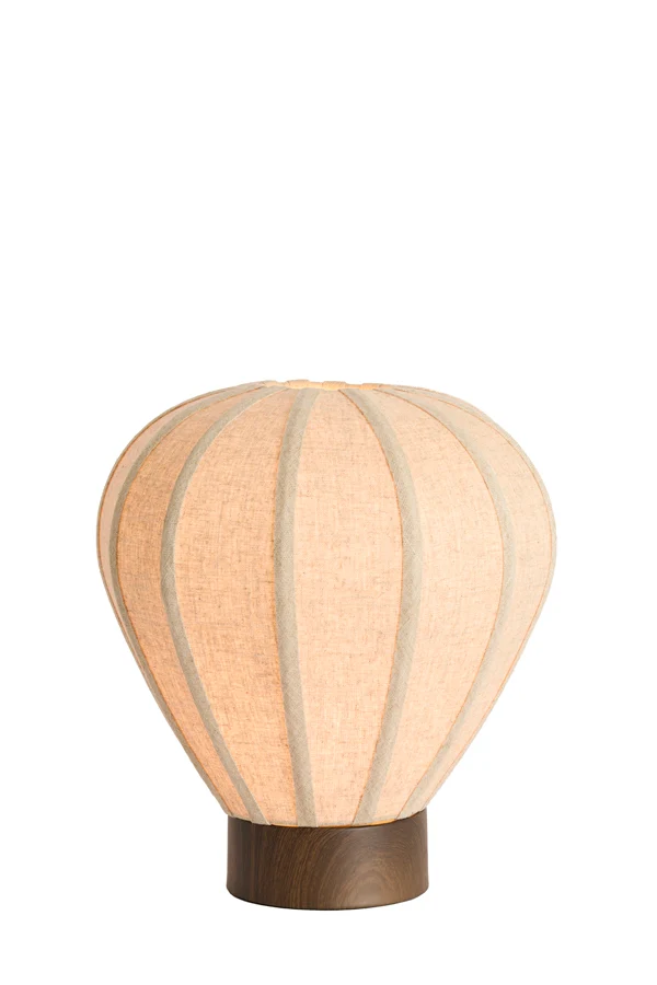 Table lamp 35x36 cm KYZO wood print d brown+linen nat.