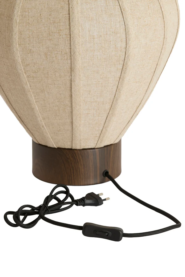 Table lamp 35x36 cm KYZO wood print d brown+linen nat.