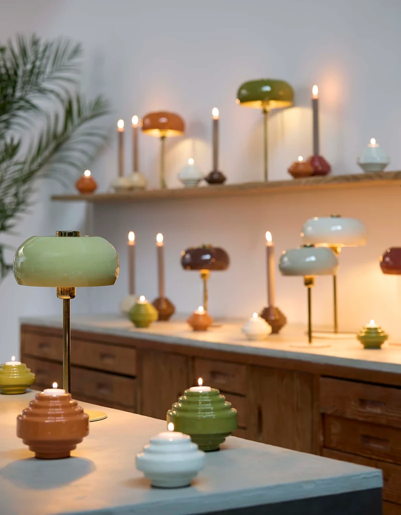Table lamp 26x47 cm SURIN shiny olive green+gold