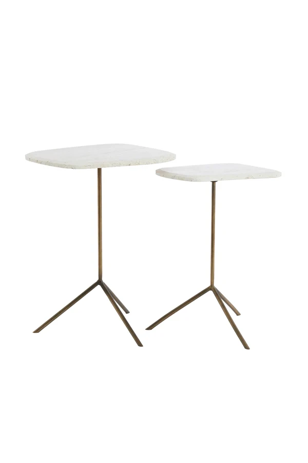 Side table S/2 max 37,5x37,5x54 cm GIA trav white+d brn-brnz