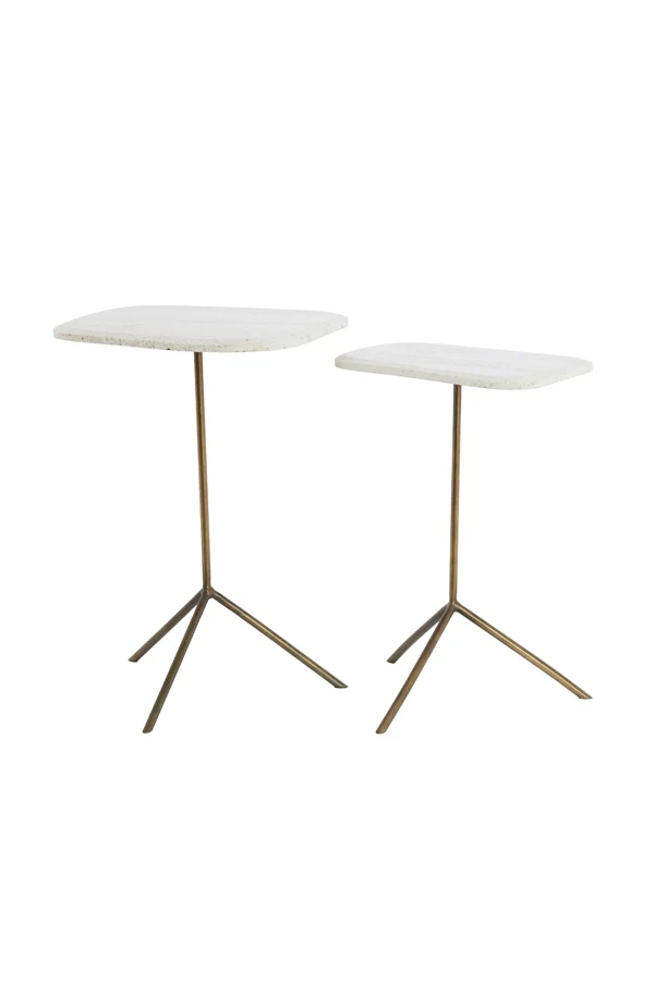Side table S/2 max 37,5x37,5x54 cm GIA trav white+d brn-brnz