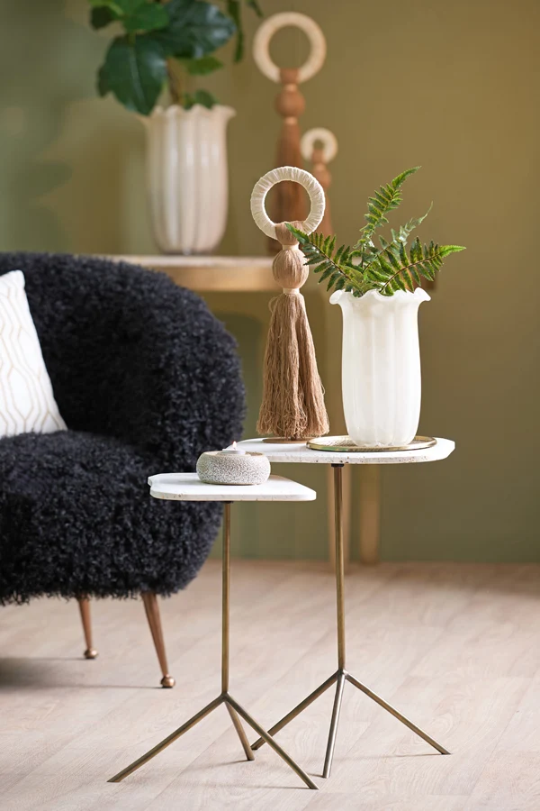 Side table S/2 max 37,5x37,5x54 cm GIA trav white+d brn-brnz