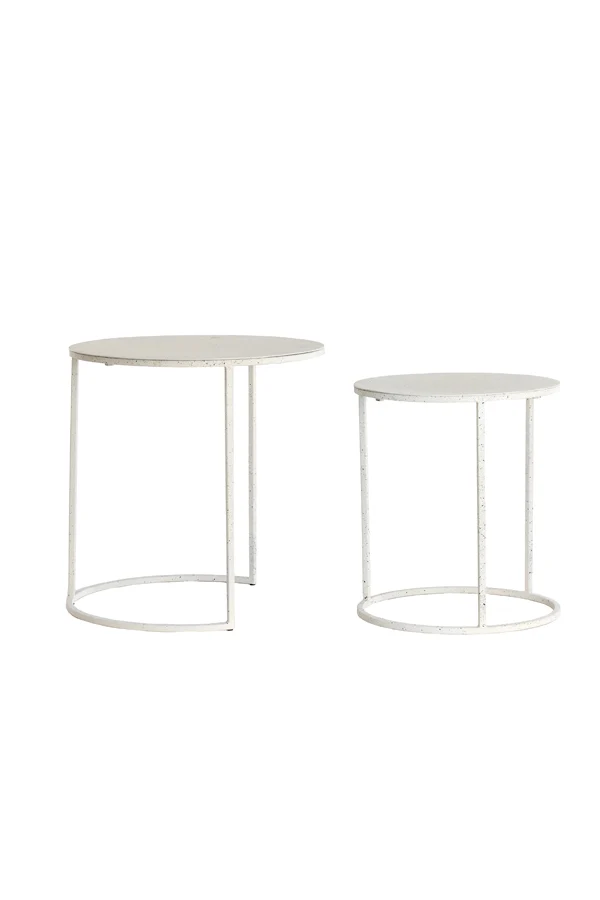 Side table S/2 50x40+52x46 cm SADAR white+lght gry spotted