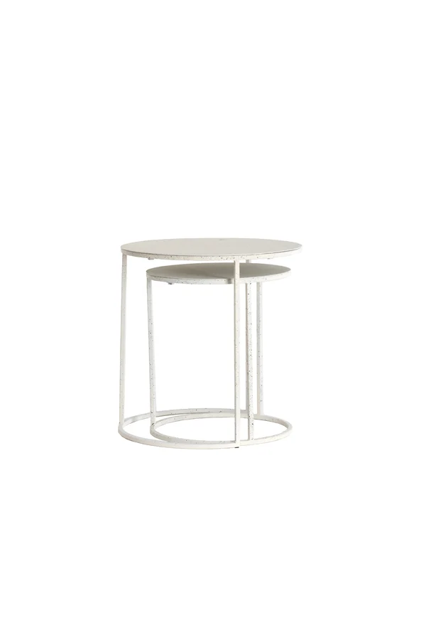 Side table S/2 50x40+52x46 cm SADAR white+lght gry spotted