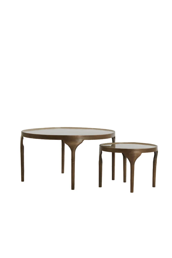 Side table S/2 49,5x36+85x45 cm LAPAZ antique bronze+taupe