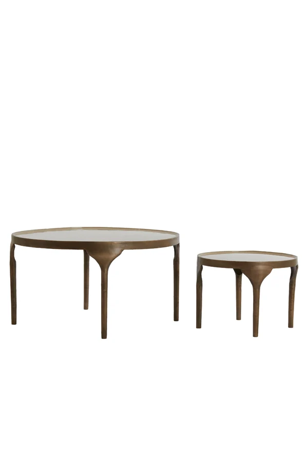 Side table S/2 49,5x36+85x45 cm LAPAZ antique bronze+taupe