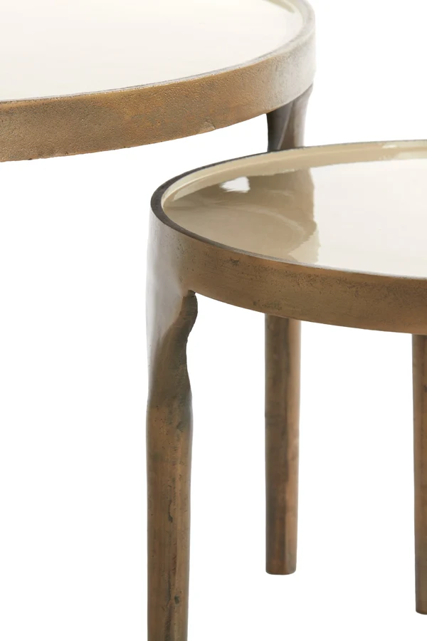Side table S/2 49,5x36+85x45 cm LAPAZ antique bronze+taupe