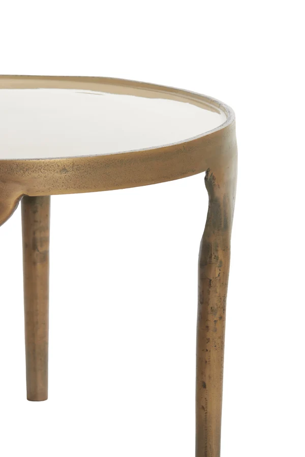 Side table S/2 49,5x36+85x45 cm LAPAZ antique bronze+taupe