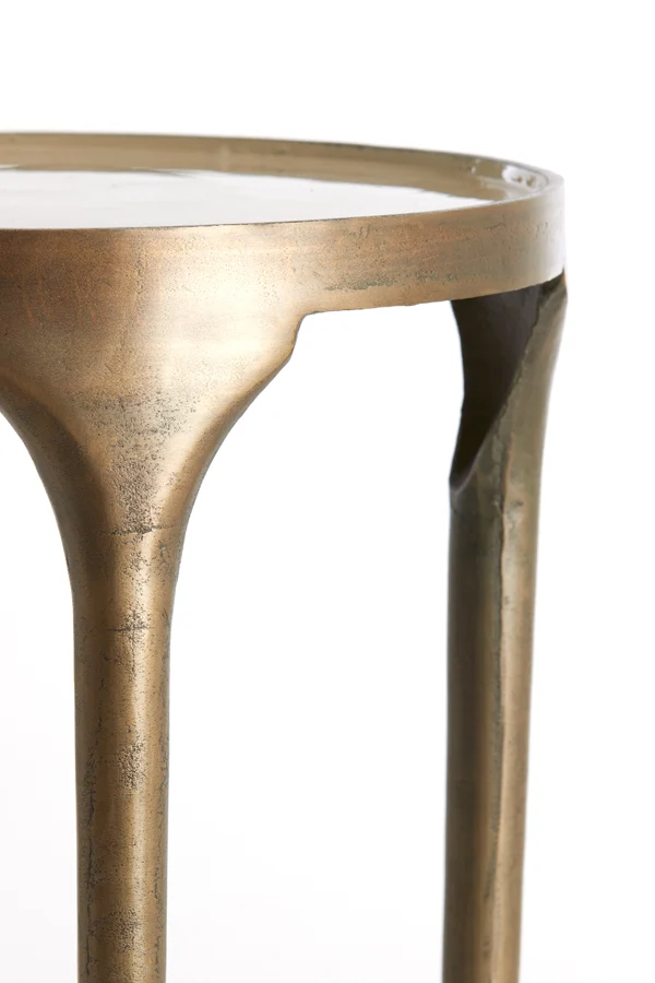 Side table S/2 49,5x36+85x45 cm LAPAZ antique bronze+taupe