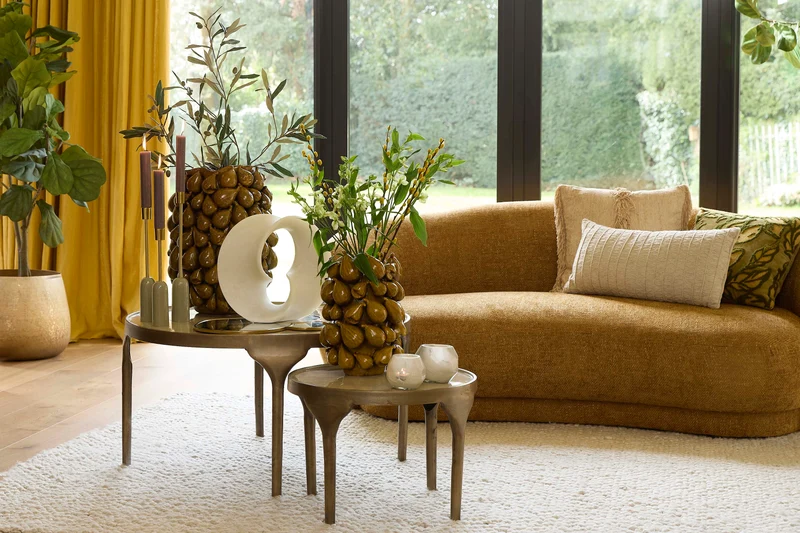Side table S/2 49,5x36+85x45 cm LAPAZ antique bronze+taupe