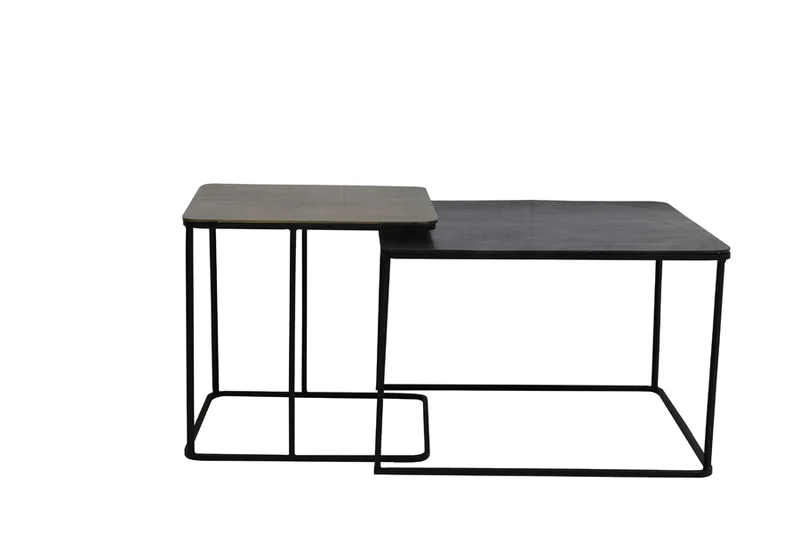 Side table S/2 46x46x45+62x62x41 cm LEBU ant copper+bronze