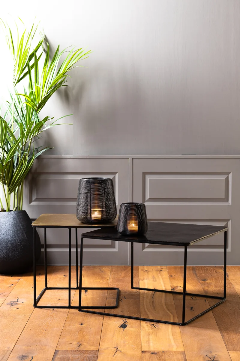 Side table S/2 46x46x45+62x62x41 cm LEBU ant copper+bronze