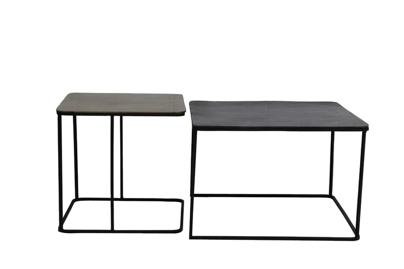 Side table S/2 46x46x45+62x62x41 cm LEBU ant copper+bronze