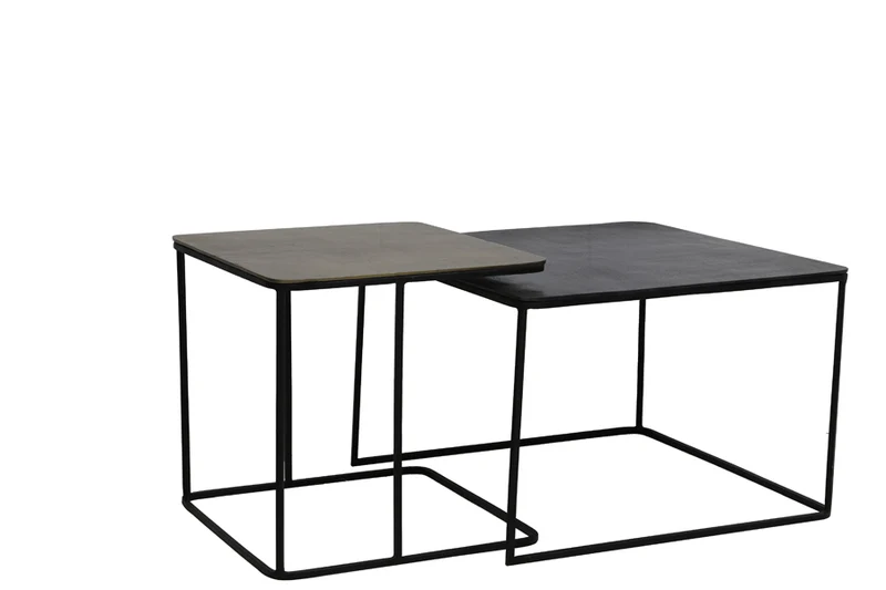 Side table S/2 46x46x45+62x62x41 cm LEBU ant copper+bronze