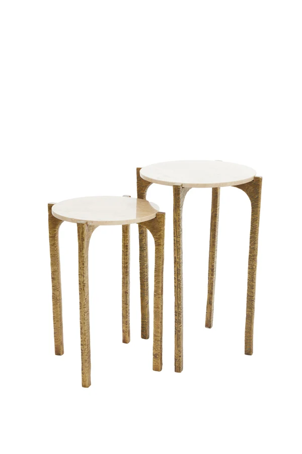 Side table S/2 41x54+45x64 cm KANAE travertine sand+ant br