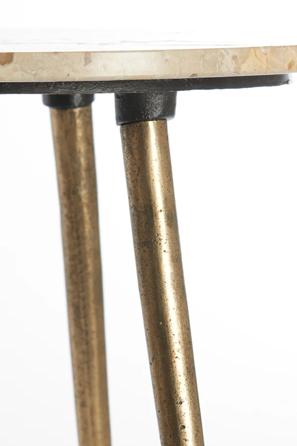 Side table S/2 41x49+48x53 cm ZECA taupe marble+antique br