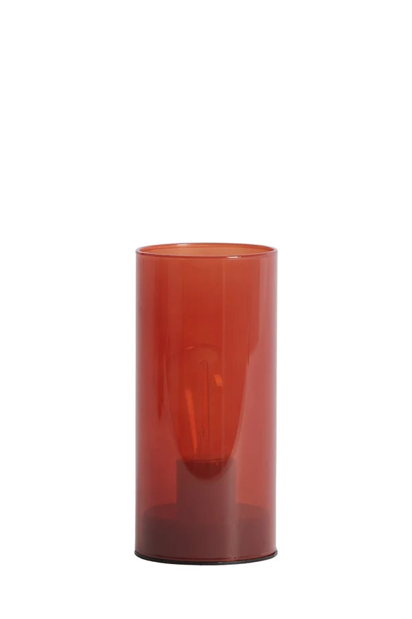 Table lamp LED 7x15 cm VAZOLLA glass milky stone red