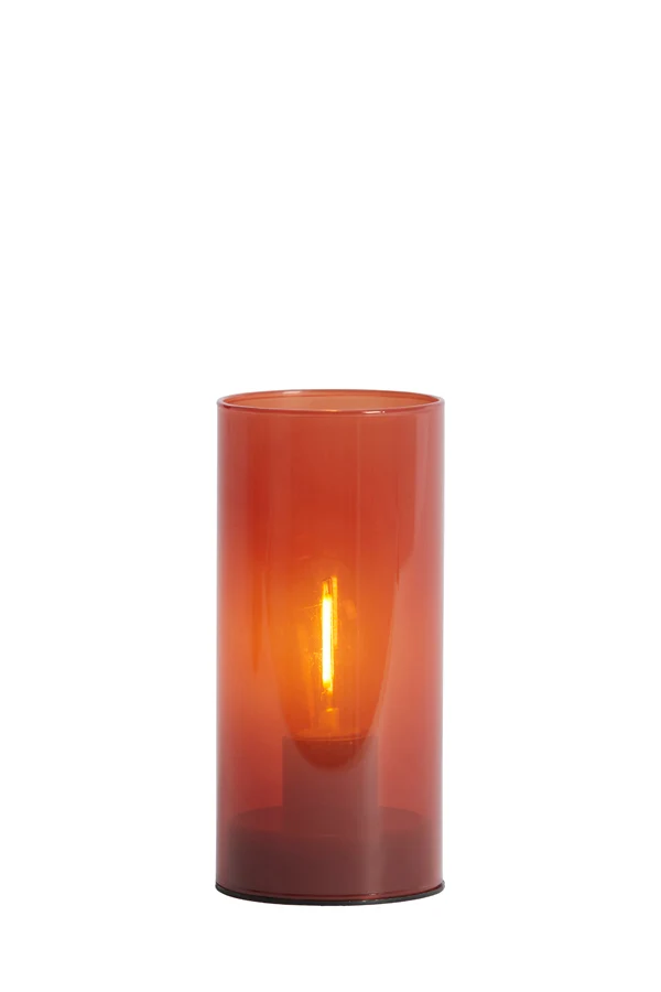 Table lamp LED 7x15 cm VAZOLLA glass milky stone red