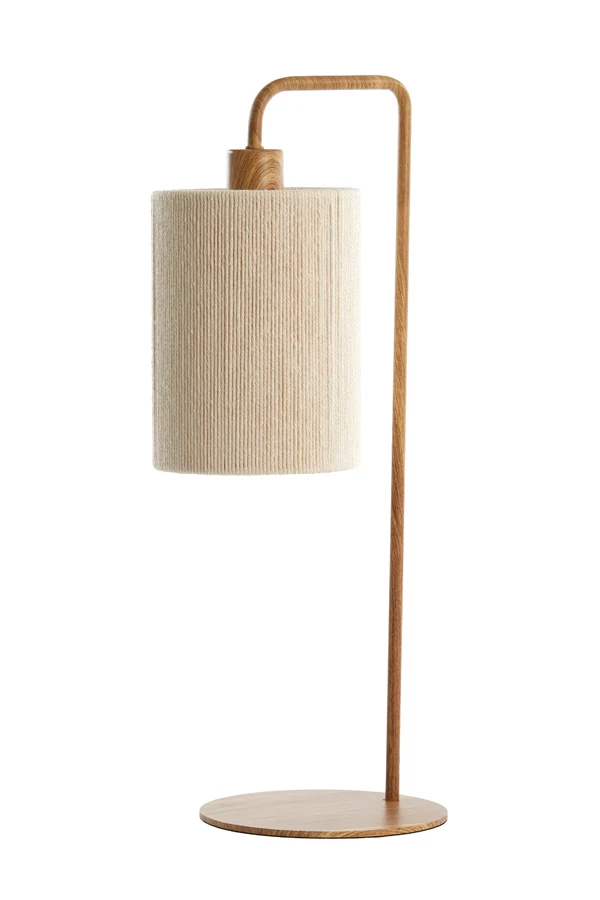 Table lamp 26x20x59,5 cm DONIO wood print natural+rope cream