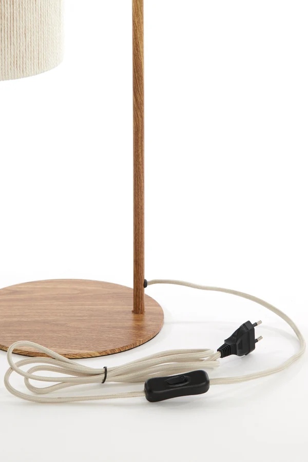 Table lamp 26x20x59,5 cm DONIO wood print natural+rope cream