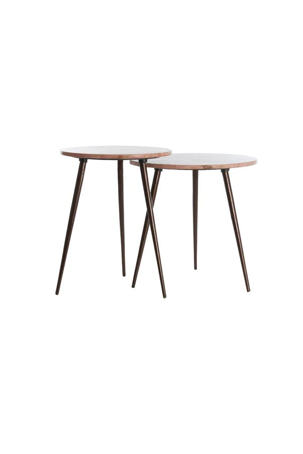 Side table S/2 41x49+48x53 cm ZECA red travertine+d brown