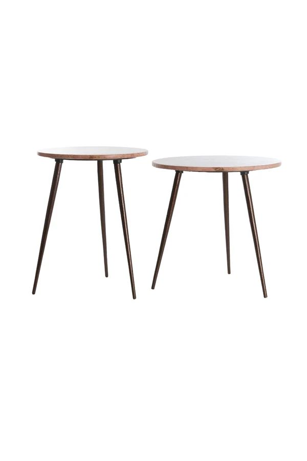 Side table S/2 41x49+48x53 cm ZECA red travertine+d brown
