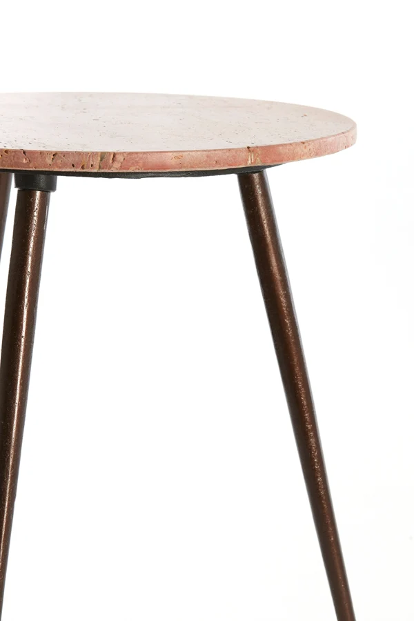 Side table S/2 41x49+48x53 cm ZECA red travertine+d brown